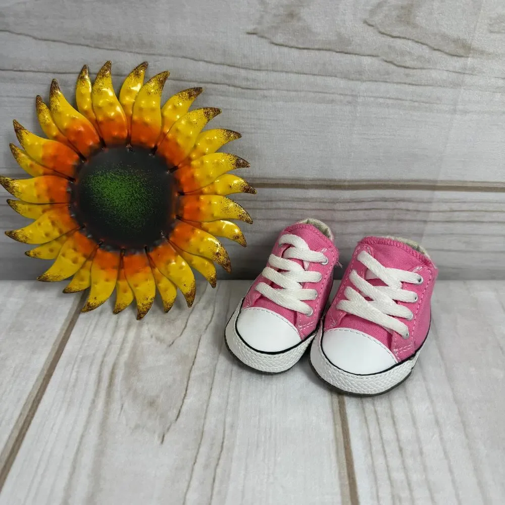 Converse All Star Crib Shoes Toddler Infant Pink Canvas Lace Up Sneakers Size 1